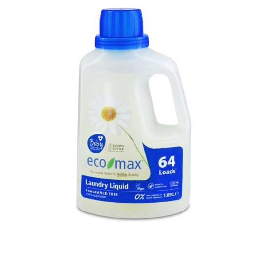 Detergent ecologic hipoalergen Ecomax pentru hainele bebelușului - fără parfum - 1,89 litri (64 de spălări)