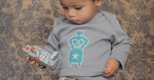 Tricou Maneca Lunga Bumbac Organic Baba Boo Robot