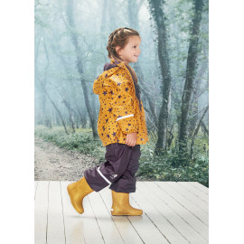 Set de ploaie și vânt CeLaVi jachetă+pantaloni/salopetă impermeabile căptușite galben cu mov