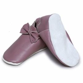 Papucei din piele cu talpă moale CeLaVi Roz - ideali pentru primii pași