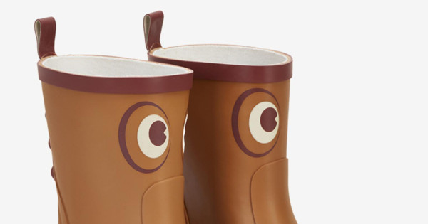Cizme Celavi Din Cauciuc Natural Pentru Copii Wood Thrush Crocodil Maro Cu Ochi