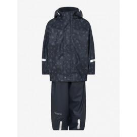 Set de ploaie și vânt CeLaVi ECO jachetă+pantaloni/salopetă impermeabile bleumarin cu model