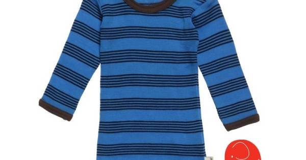 Bluza De Corp Din Lana Merinos Celavi Albastru Cu Dungi