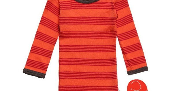 Bluza De Corp Din Lana Merinos Celavi Corai Cu Dungi