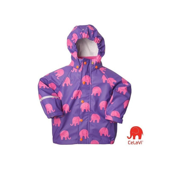 Jachetă de ploaie și vânt CeLaVi mov cu elefanți roz