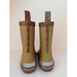 OUTLET: Cizme CeLaVi maro din cauciuc natural pentru copii - Wood Thrush Crocodile