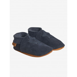 Papucei din piele întoarsă (suede) cu talpă moale En Fant bleumarin - ideali pentru primii pași