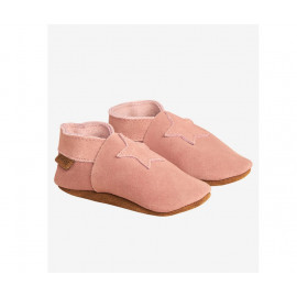 Papucei din piele cu talpă moale En Fant roz - ideali pentru primii pași