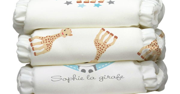 Set 3 Scutece Textile Charlie Banana Classic Sophie La Girafe Organic Cu Inserturi Canepa Marime Unica