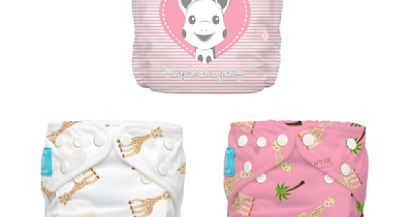 Set 3 Scutece Textile Charlie Banana Classic Sophie La Girafe Organic Cu Inserturi Canepa Marime Unica Pink