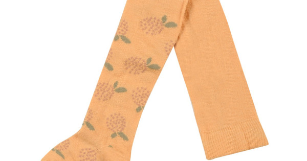 Ciorapi Galbeni Lana Merinos Organica Dilling Underwear Pentru Bebelusi Cu Flori