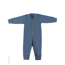 Salopetă overall albastră flaușată din lână Merinos organică Dilling Underwear pentru bebeluși Salopetă overall albastră flaușată din lână Merinos organică Dilling Underwear pentru bebeluși