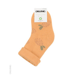Șosete galbene flaușate din lână Merinos organică Dilling Underwear pentru bebeluși - cu flori Șosete galbene flaușate din lână Merinos organică Dilling Underwear pentru bebeluși - cu flori