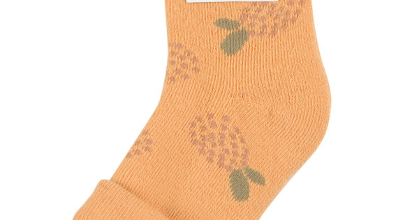 Sosete Galbene Flausate Lana Merinos Organica Dilling Underwear Pentru Bebelusi Cu Flori