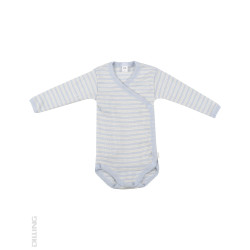 Body kimono cu mânecă lungă bleu din lână Merinos organică și mătase Dilling Underwear pentru bebeluși Body kimono cu mânecă lungă bleu din lână Merinos organică și mătase Dilling Underwear pentru bebeluși