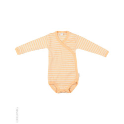 Body kimono cu mânecă lungă portocaliu din lână Merinos organică și mătase Dilling Underwear pentru bebeluși Body kimono cu mânecă lungă portocaliu din lână Merinos organică și mătase Dilling Underwear pentru bebeluși