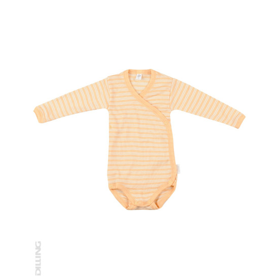 Body kimono cu mânecă lungă portocaliu din lână Merinos organică și mătase Dilling Underwear pentru bebeluși