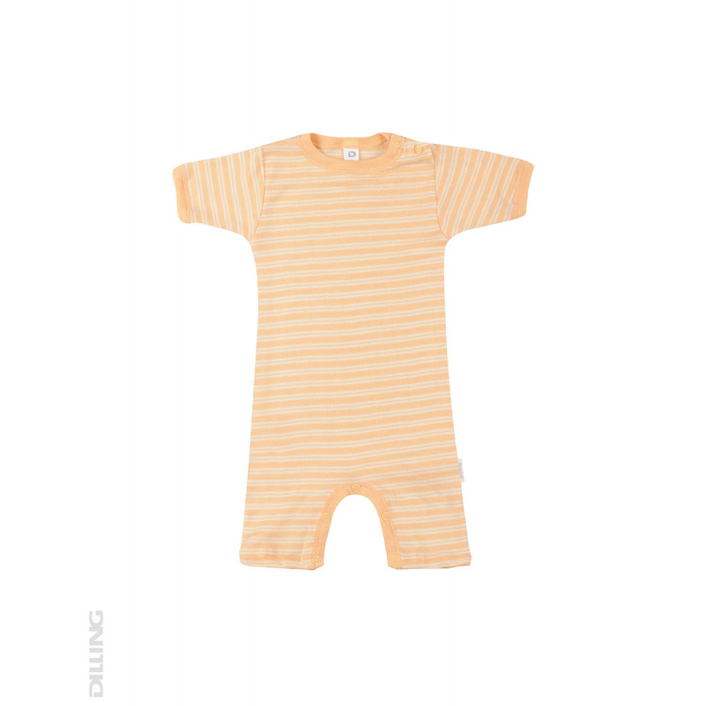 Salopetă scurtă de vară portocalie din lână Merinos organică și mătase Dilling Underwear pentru bebeluși