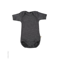 Body gri cu mânecă scurtă din lână Merinos organică Dilling Underwear pentru bebeluși Body gri cu mânecă scurtă din lână Merinos organică Dilling Underwear pentru bebeluși