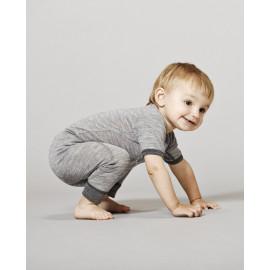Body gri cu mânecă scurtă din lână Merinos organică Dilling Underwear pentru bebeluși