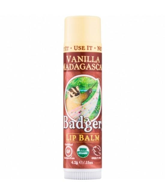 Balsam organic pentru buze Badger cu vanilie Vanilla Madagascar
