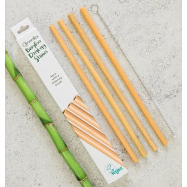 Paie refolosibile Nordics din bambus pentru băut - Set de 4 paie + perie de curățat