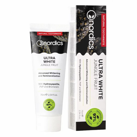 Pastă de dinți Nordics pentru albire cu cărbune activ - 75 ml Pastă de dinți Nordics pentru albire cu cărbune activ - 75 ml