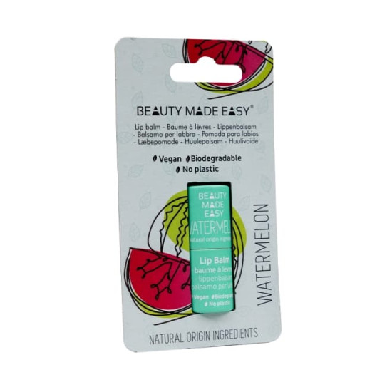 Balsam natural hidratant pentru buze Beauty Made Easy Watermelon - ZERO PLASTIC Balsam natural hidratant pentru buze Beauty Made Easy Watermelon - ZERO PLASTIC