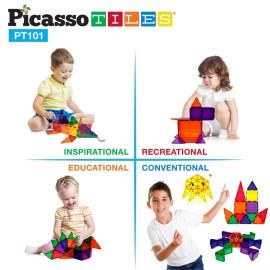 Set PicassoTiles 101 piese magnetice de construcție colorate