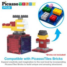 Set PicassoTiles - 12 piese magnetice de construcție compatibile cu cărămizile de construcție gen Lego
