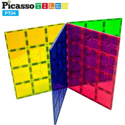 Set PicassoTiles 4 piese magnetice mari, baze stabilizatoare pentru construcții Set PicassoTiles 4 piese magnetice mari, baze stabilizatoare pentru construcții