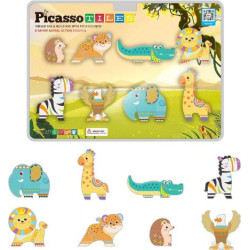 Set PicassoTiles 8 accesorii magnetice, animale din safari, compatibile cu piesele magnetice de construcție