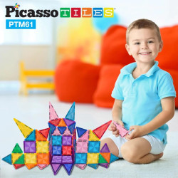 Set PicassoTiles 61 piese magnetice de construcție mini cu efect de diamant Set PicassoTiles 61 piese magnetice de construcție mini cu efect de diamant