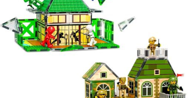 Set Picassotiles Fortareata Militara Casa Ninja 102 Piese Magnetice Constructie 2 In 1