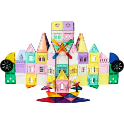 Set PicassoTiles Castel 200 piese de construcție (magnetice și accesorii clip-on)