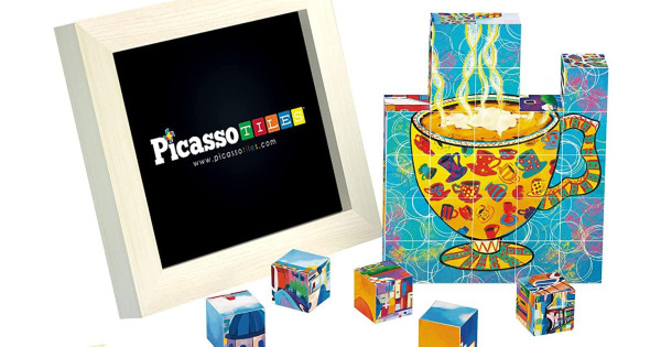 Set Picassotiles Puzzle Magnetic 3d 6 Tablouri Faimoase 30 Cuburi Rama Lemn