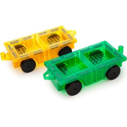 Set PicassoTiles 2 mașinuțe magnetice compatibile cu cărămizile de construcție