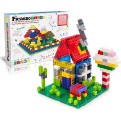 Set PicassoTiles 259 bucăți: piese magnetice de construcție compatibile cu cărămizi gen Lego și cărămizi de construcție