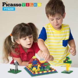 Set PicassoTiles 259 bucăți: piese magnetice de construcție compatibile cu cărămizi gen Lego și cărămizi de construcție