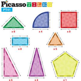Set PicassoTiles 41 piese magnetice de construcție cu efect de prismă