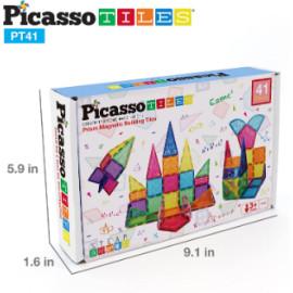 Set PicassoTiles 41 piese magnetice de construcție cu efect de prismă