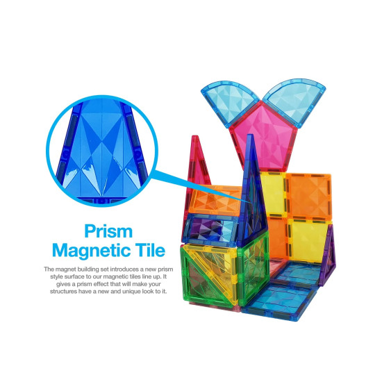 Set PicassoTiles 41 piese magnetice de construcție cu efect de prismă Set PicassoTiles 41 piese magnetice de construcție cu efect de prismă