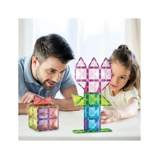 Set PicassoTiles 63 piese magnetice de construcție cu efect de diamant Set PicassoTiles 63 piese magnetice de construcție cu efect de diamant