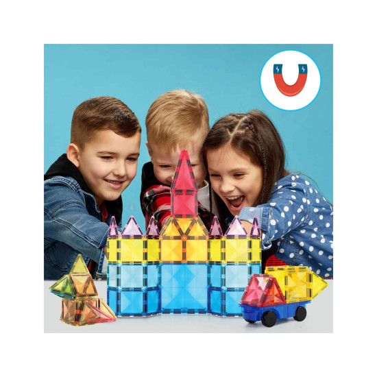 Set PicassoTiles 63 piese magnetice de construcție cu efect de diamant Set PicassoTiles 63 piese magnetice de construcție cu efect de diamant