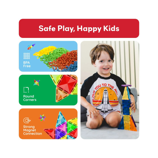 Set PicassoTiles 80 piese magnetice de construcție cu efect de diamant Set PicassoTiles 80 piese magnetice de construcție cu efect de diamant