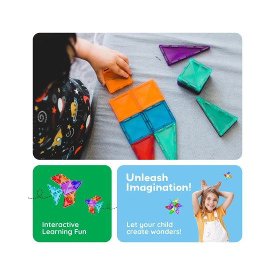 Set PicassoTiles 80 piese magnetice de construcție cu efect de diamant Set PicassoTiles 80 piese magnetice de construcție cu efect de diamant