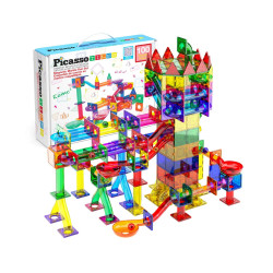 Set PicassoTiles Traseu magnetic pentru bile (marble run) - 100 de piese