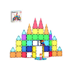 Set PicassoTiles 63 bucăți: piese magnetice, cărămizi de construcție, figurine magnetice și alte piese extra