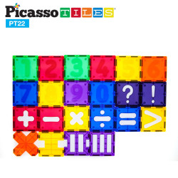 Set PicassoTiles Numerical - 22 piese magnetice de construcție colorate
