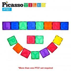 Set PicassoTiles Alfabet - 27 piese magnetice de construcție colorate